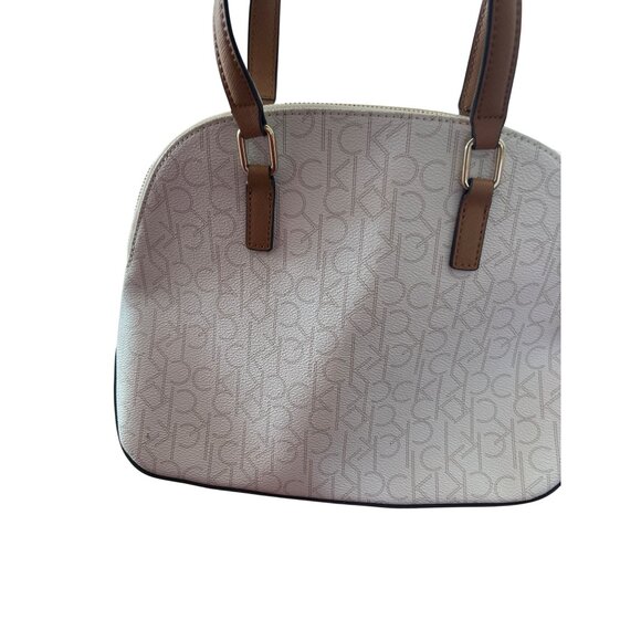 Calvin Klein Signature Logo Round Satchel Handbag Purse Bag Crossbody Zip Top - Picture 5 of 11